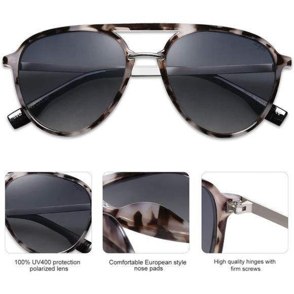 ?? Aviator Polarized Sunglasses for Women Men Double Bridge main image 5